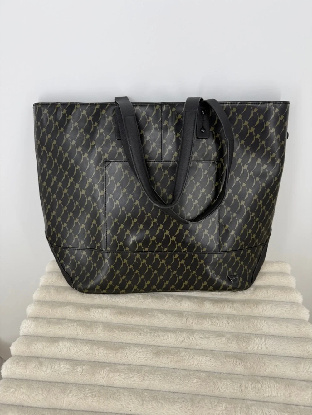Anthropologie Joy Gryson Iiibeca Black Print Leather Reade Street Tote